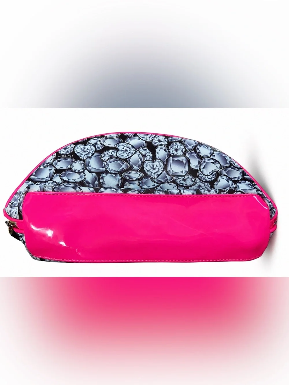 Betsey Johnson Black & Hot Pink Gem-Print Cosmetic Bag Duo